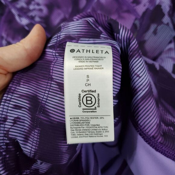 Athleta Printed Rainier Tight Legging Size S Spliced Floral Basalt Violet Purple - Picture 9 of 14